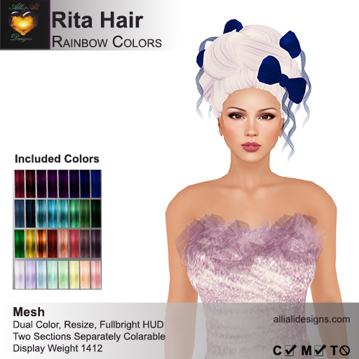 A&A Rita Hair Rainbow Colors, boxed