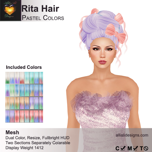 A&A Rita Hair Pastel Colors, boxed