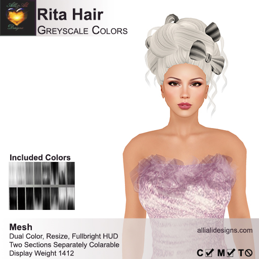 A&A Rita Hair Greyscale Colors, boxed
