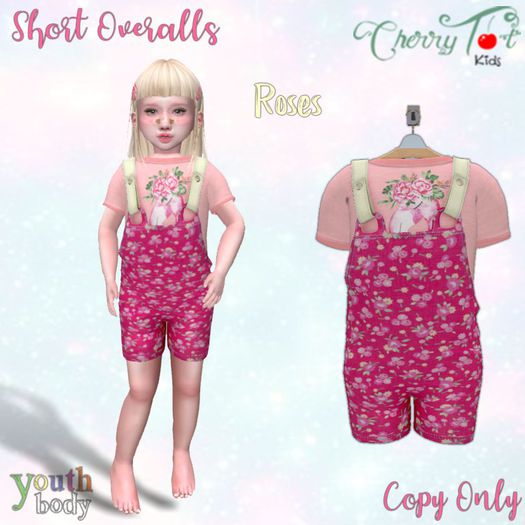 *Cherry Tot* Youth Fitted Overalls Roses (Wear&Click)