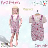 *Cherry Tot* Youth Fitted Overalls Unicorn (Wear&Click)