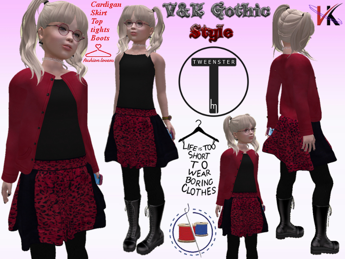 V&K Design Tweenster Gothic Black/Red complete Outfit