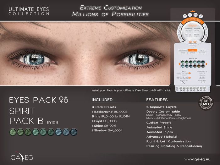 Second Life Marketplace - [GA.EG] Ultimate Eyes Pack - EY16B Spirit Pack B