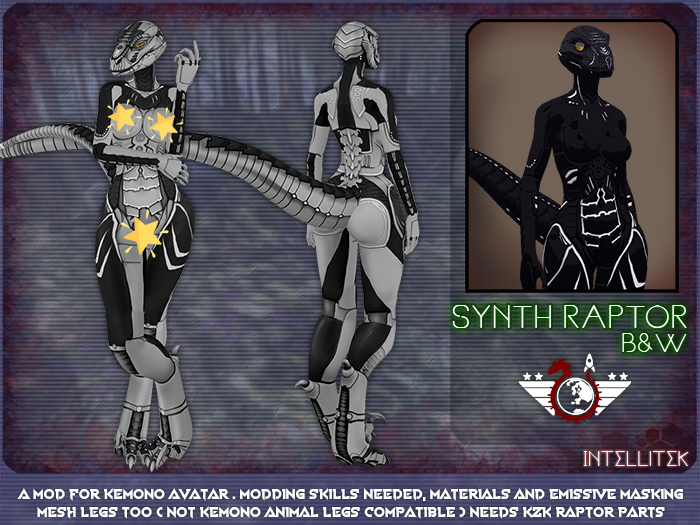 [INTELLITEK] Synth Raptor Kemono / KZK Raptor B&W