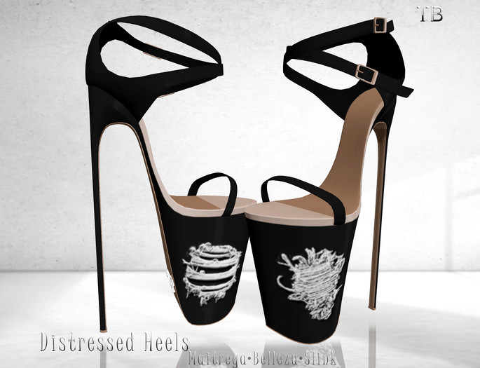 Black Distressed Heels