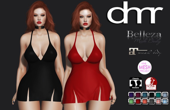 [DR] Mini Dress Collar DN HUD 12 COLORS:: MESH::