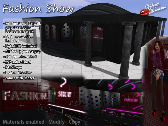 Second Life Marketplace - Fashion Show Catwalk Event Hall by Velvets Dreams