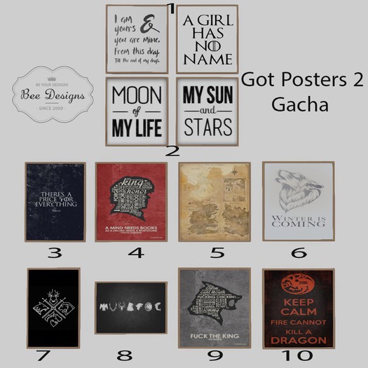 Bee Designs GOT Posters 2 Gacha 3