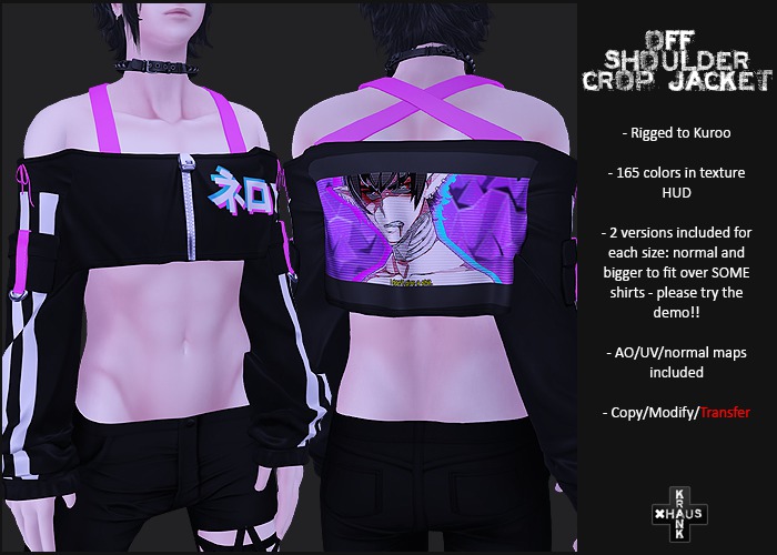 krankhaus - Kuroo  - Off-Shoulder Crop Jacket