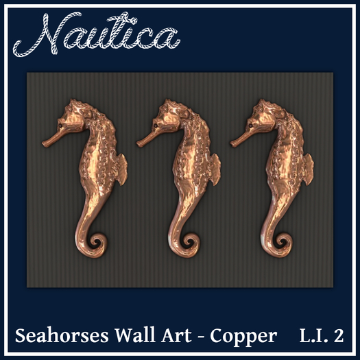 Second Life Marketplace NAUTICA SEAHORSES WALL ART COPPER, BEACH