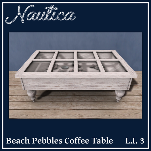 Second Life Marketplace NAUTICA BEACH PEBBLES COFFEE TABLE WHITE