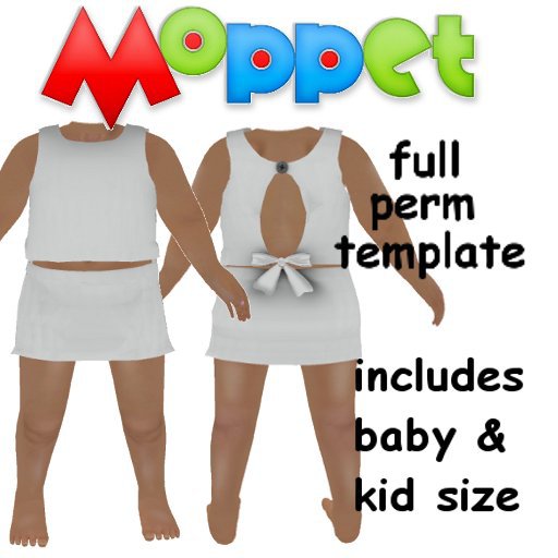 Moppet FULL PERM Cutout Crop Top and Skort  Template