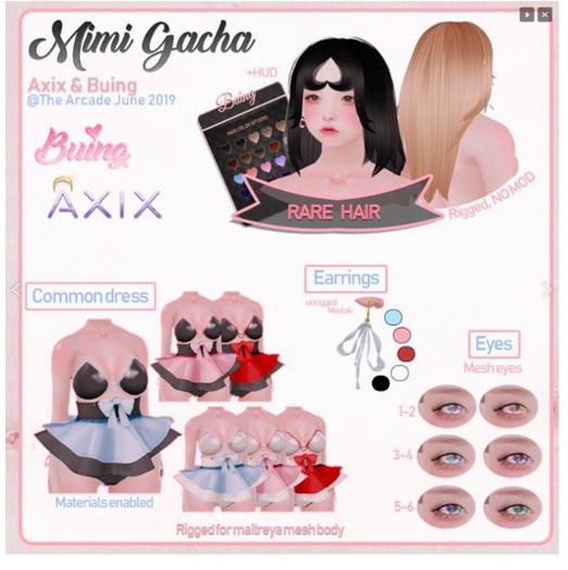 Axix & Buing - Mimi gacha hair RARE
