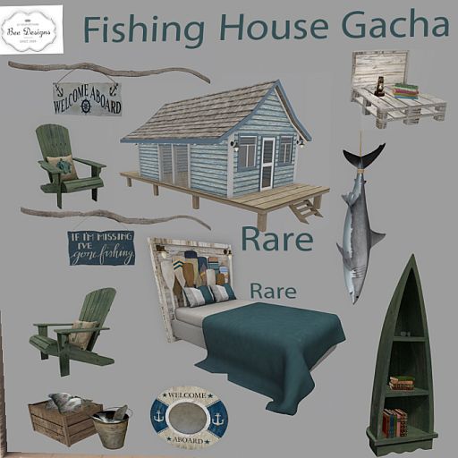 .:Bee Designs:. Fishing House Gacha Bed RARE