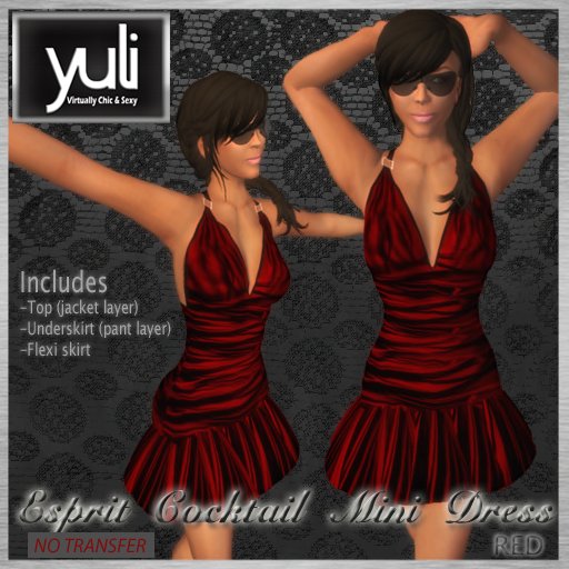 (Yuli) Esprit Cocktail Mini Dress RED