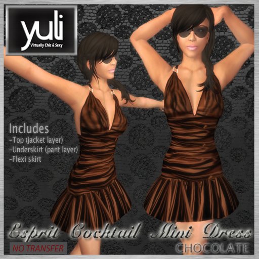 (Yuli) Esprit Cocktail Mini Dress CHOCOLATE