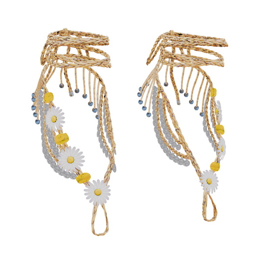 .:. MS .:. White daisy Foot Ties [UNPACKER]
