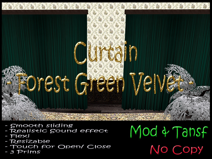 Curtain - Forest Green Velvet - 011 -