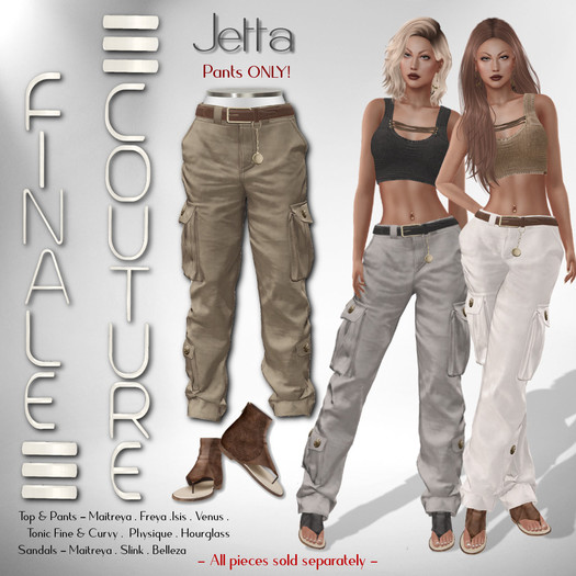 Second Life Marketplace Finale Couture Jetta Cargo Pants Khaki(Boxed)