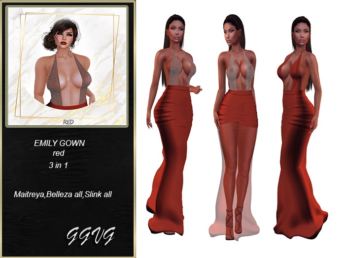 EMILY GOWN RED 3 VERSIONS