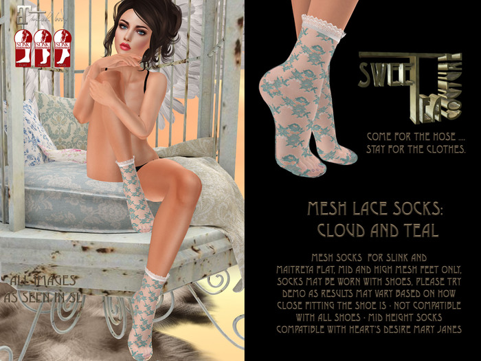 Sweet Tea Cloud and Teal Lace Socks (add me )