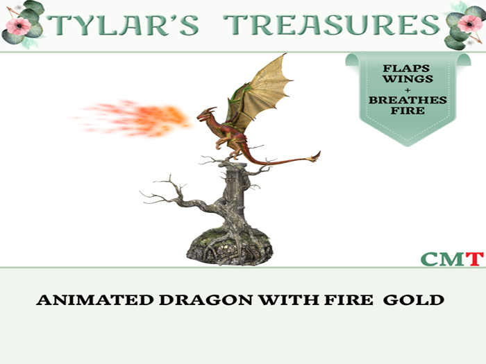 .:TT:.  ANIMATED DRAGON WITH FIRE GOLD  add me!