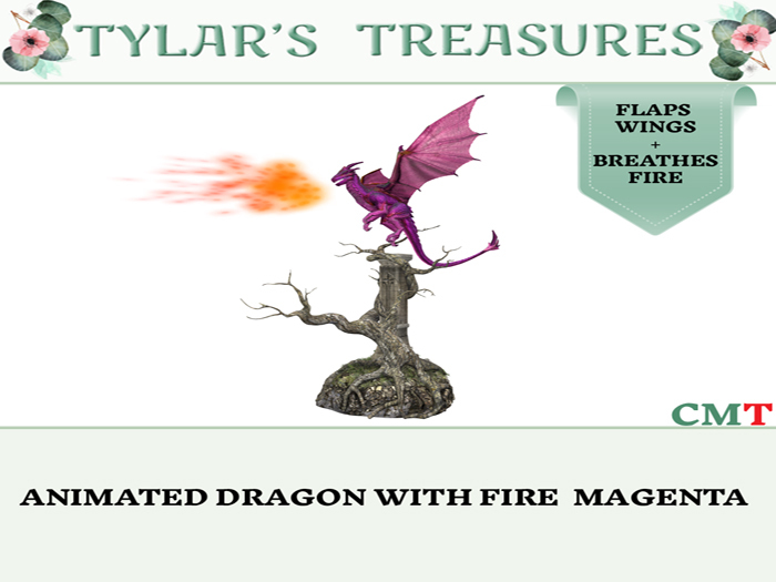 .:TT:.  ANIMATED DRAGON WITH FIRE MAGENTA  add me!