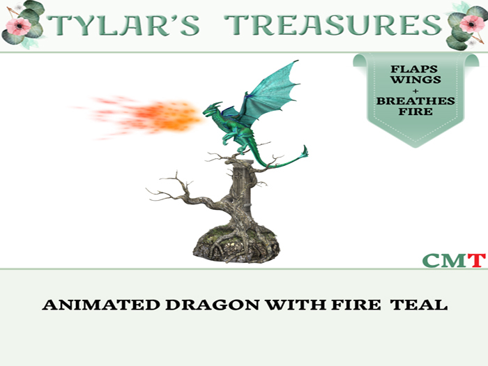 .:TT:.  ANIMATED DRAGON WITH FIRE TEAL add me!