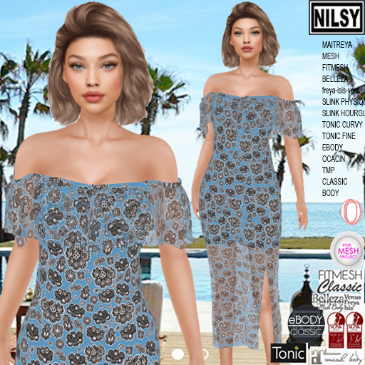 PRINTED OFFSHOULDER DRESS,ALL BODIES