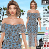 PRINTED OFFSHOULDER DRESS,ALL BODIES
