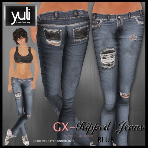 (Yuli) GX- Ripped BLUE Jeans