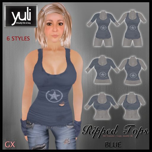 (Yuli) GX- Ripped BLUE Tops