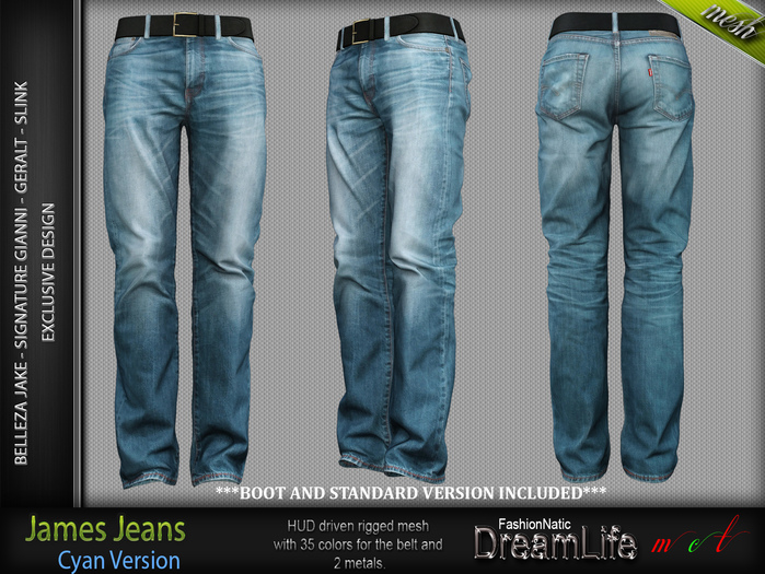FashionNatic - JAMES JEANS CYAN -GIANNI-GERALT-SLINK-JAKE