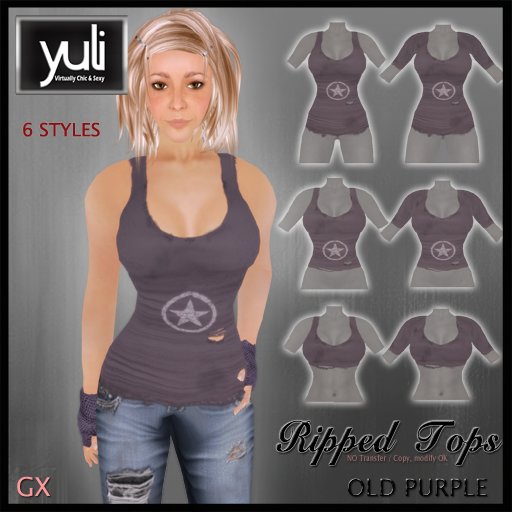 (Yuli) GX- Ripped OLDPURPLE old purTops