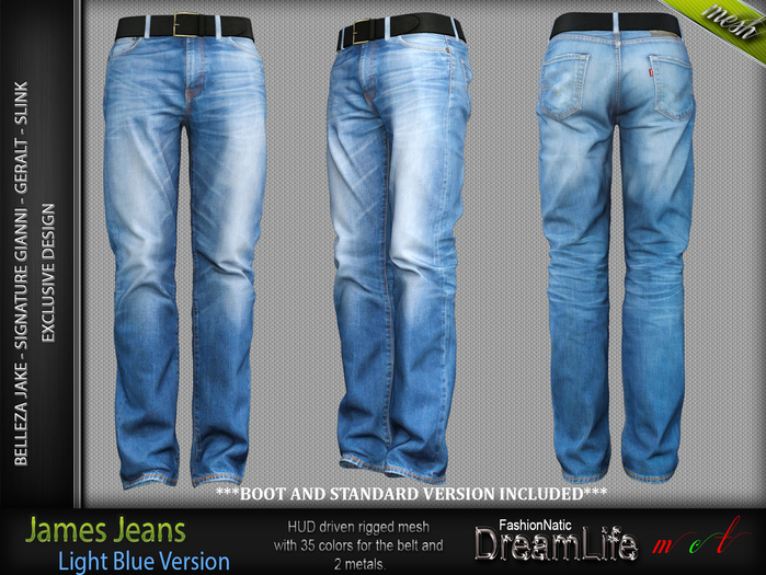 JAMES LIGHT BLUE JEANS DENIM PANTS - MESH - SIGNATURE GIANNI - GERALT, SLINK, BELLEZA JAKE