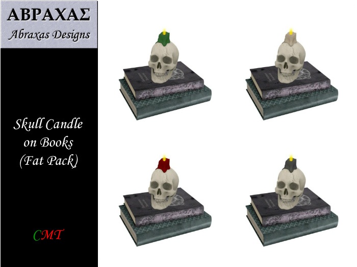 AD Skull Candles on Books Fat Pack