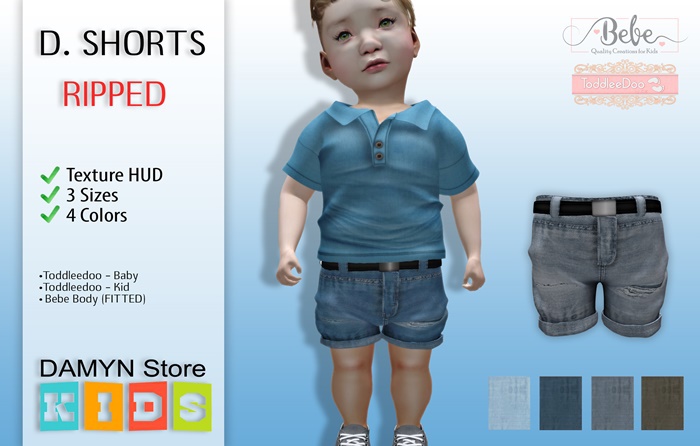 ::Damyn Store::Denim Ripped Shorts *BOY*~Toddle & Bebe Body