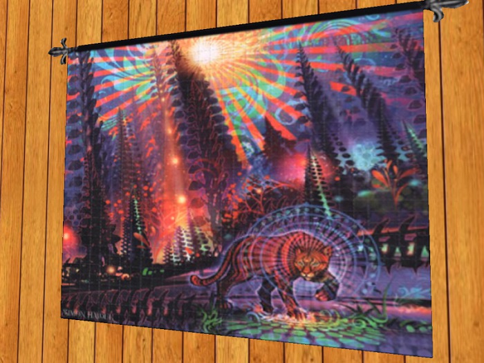 TAPESTRY HANGING WALL ART ON ROD-Artist Magical Tiger Cloth