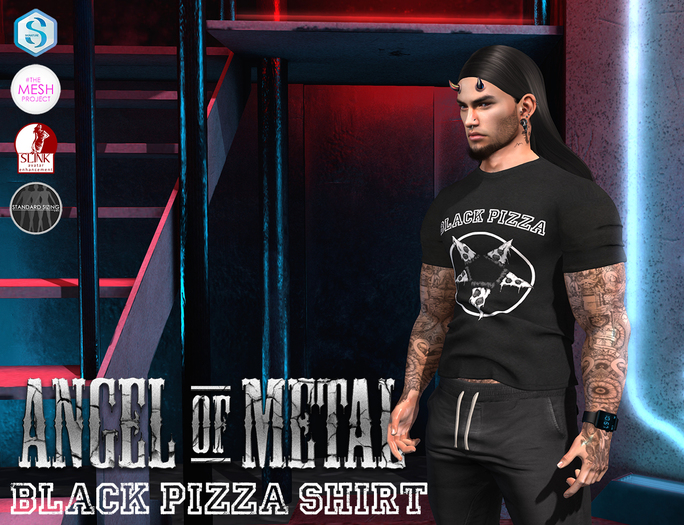 .:Angel of Metal:. Black Pizza Shirt