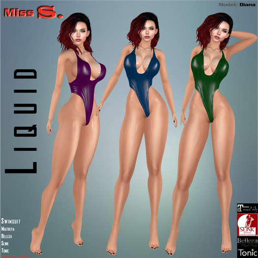 Miss S. Swimsuit Liquid blue green lila