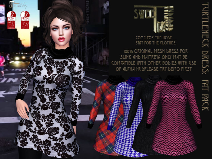  STC Turtleneck Dress Fat Pack mesh turtleneck dress for Maitreya and Slink