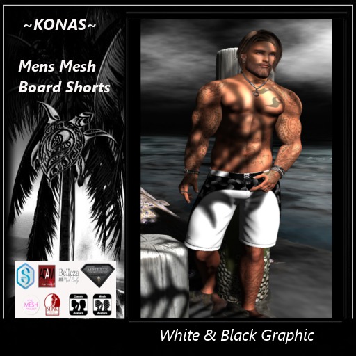 ~KONAS~ Mens Mesh  White /Black Graphic 