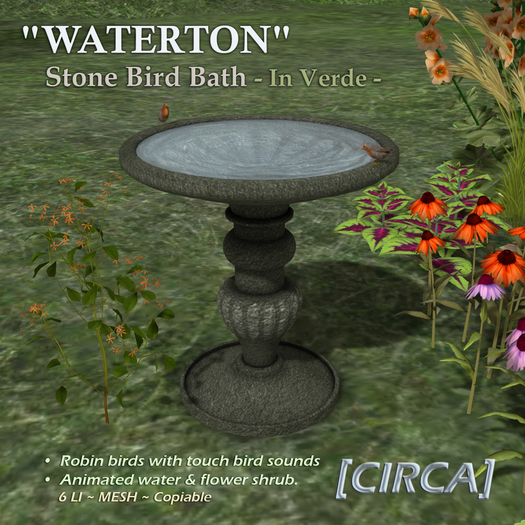 [CIRCA] - "WATERTON" Bird Bath - In Verde