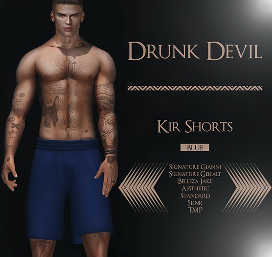 Drunk Devil - Kir Shorts - Blue