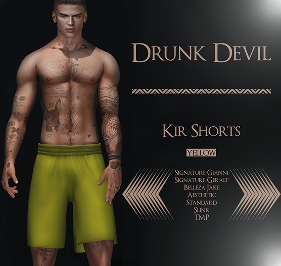 Drunk Devil - Kir Shorts - Yellow