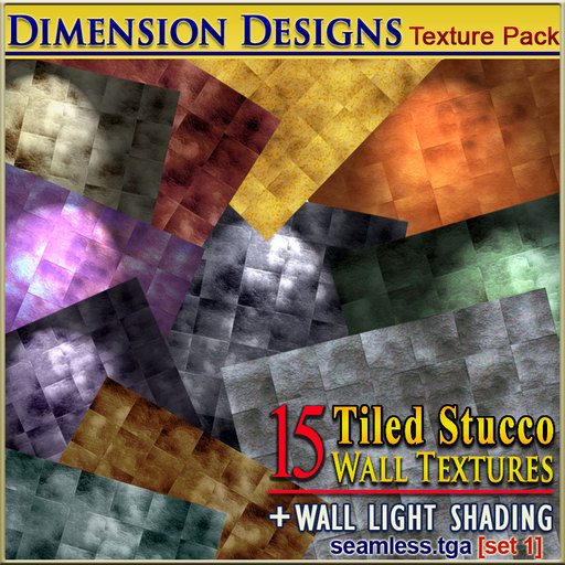 Dimension Designs Seamless Tiled Stucco Wall Textures with Light Shading