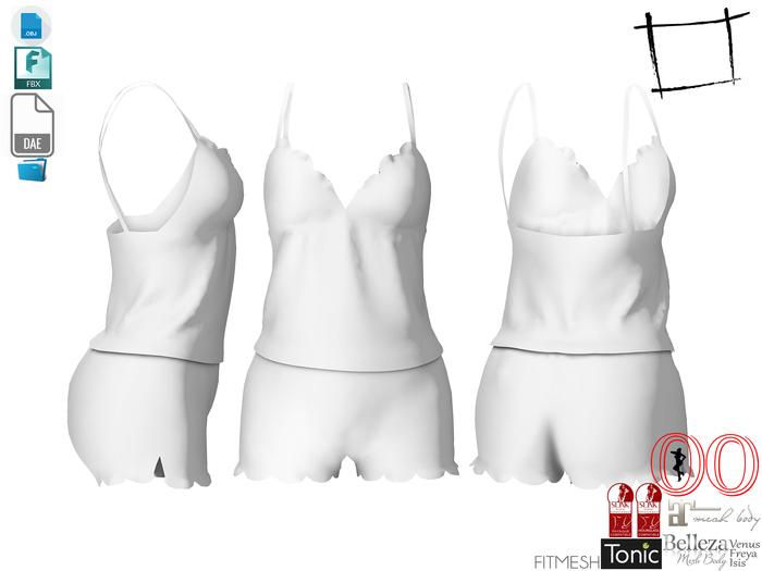  Dae Obj FBX Lingerie Cami with Shorts Slink, Ocacin Voluptuous, Maitreya, Belleza, Tonic