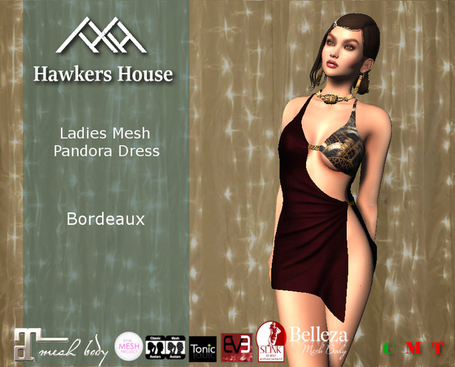 *HH* Ladies Mesh Pandora Dress Bordeaux