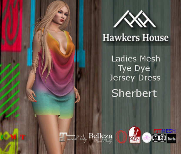 *HH* Ladies Mesh Tye Dye Jersey Dress Sherbert