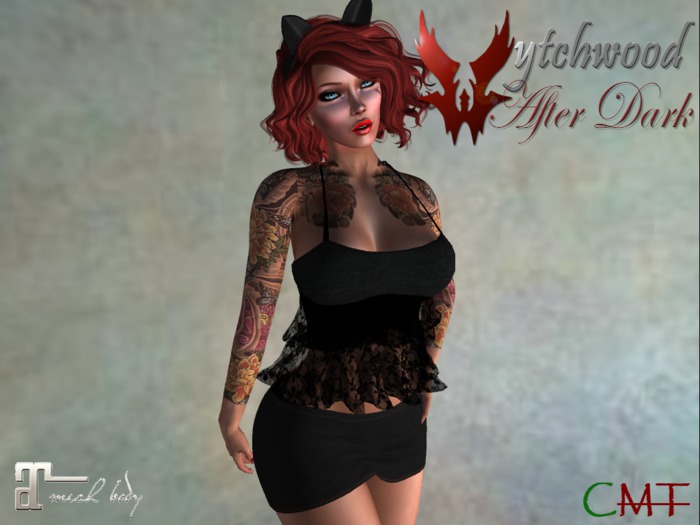 W-AD Denim & Lace Ruffle Black Outfit